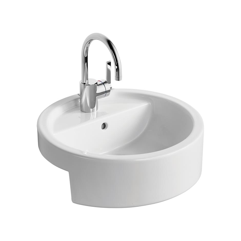 White 45cm Semi Countertop Washbasin Semi Recessed Basins